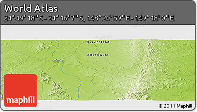 Physical Panoramic Map of the Area around 24° 32' 42" S, 148° 49' 29" E