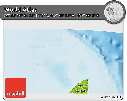 Physical 3D Map of the Area around 24° 32' 42" S, 153° 4' 29" E