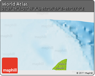 Physical 3D Map of the Area around 24° 32' 42" S, 153° 4' 29" E