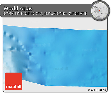 Physical 3D Map of the Area around 24° 32' 42" S, 153° 55' 30" E