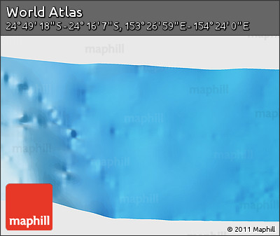 Physical 3D Map of the Area around 24° 32' 42" S, 153° 55' 30" E