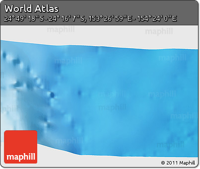 Physical 3D Map of the Area around 24° 32' 42" S, 153° 55' 30" E
