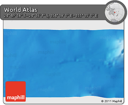 Physical 3D Map of the Area around 24° 32' 42" S, 154° 46' 30" E