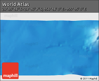 Physical 3D Map of the Area around 24° 32' 42" S, 154° 46' 30" E