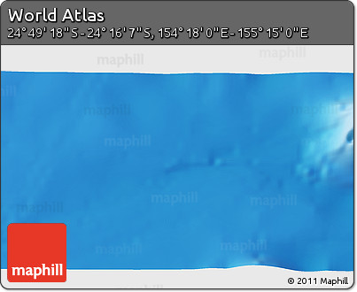 Physical 3D Map of the Area around 24° 32' 42" S, 154° 46' 30" E