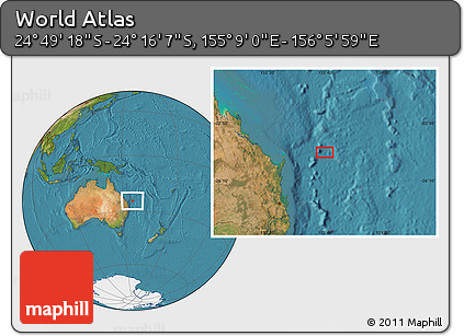 Satellite Location Map of the Area around 24° 32' 42" S, 155° 37' 30" E