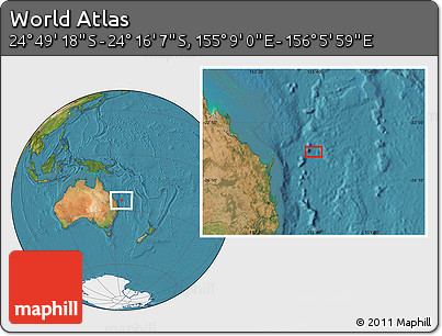 Satellite Location Map of the Area around 24° 32' 42" S, 155° 37' 30" E