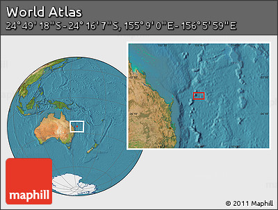Satellite Location Map of the Area around 24° 32' 42" S, 155° 37' 30" E