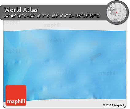 Physical 3D Map of the Area around 24° 32' 42" S, 156° 28' 29" E