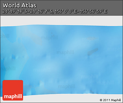 Physical 3D Map of the Area around 24° 32' 42" S, 156° 28' 29" E