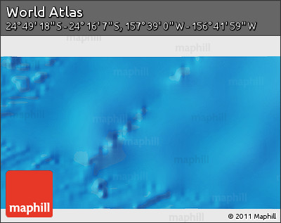 Physical 3D Map of the Area around 24° 32' 42" S, 157° 10' 30" W