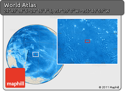 Shaded Relief Location Map of the Area around 24° 32' 42" S, 157° 10' 30" W