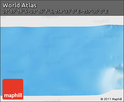 Physical 3D Map of the Area around 24° 32' 42" S, 159° 1' 30" E