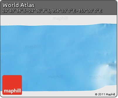 Physical 3D Map of the Area around 24° 32' 42" S, 159° 1' 30" E