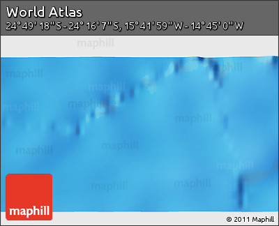 Physical 3D Map of the Area around 24° 32' 42" S, 15° 13' 29" W