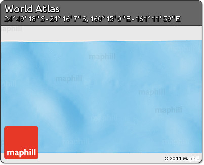 Physical 3D Map of the Area around 24° 32' 42" S, 160° 43' 29" E