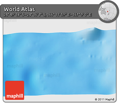 Physical 3D Map of the Area around 24° 32' 42" S, 166° 40' 30" E