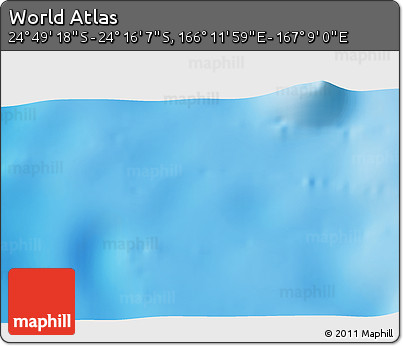 Physical 3D Map of the Area around 24° 32' 42" S, 166° 40' 30" E