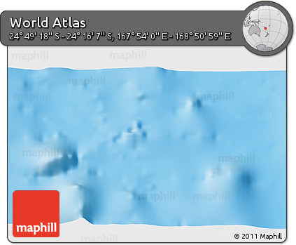 Physical 3D Map of the Area around 24° 32' 42" S, 168° 22' 30" E