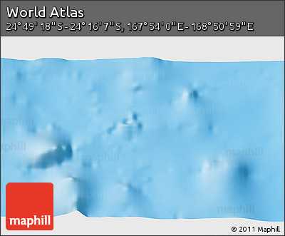 Physical 3D Map of the Area around 24° 32' 42" S, 168° 22' 30" E