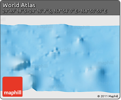 Physical 3D Map of the Area around 24° 32' 42" S, 168° 22' 30" E