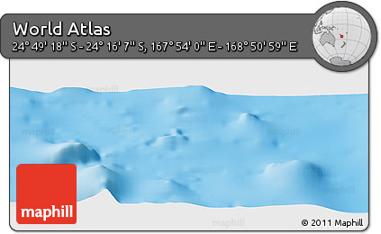 Physical Panoramic Map of the Area around 24° 32' 42" S, 168° 22' 30" E