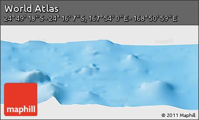 Physical Panoramic Map of the Area around 24° 32' 42" S, 168° 22' 30" E