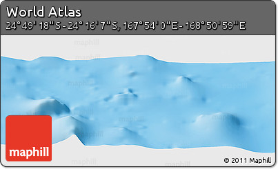Physical Panoramic Map of the Area around 24° 32' 42" S, 168° 22' 30" E