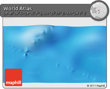 Physical 3D Map of the Area around 24° 32' 42" S, 170° 55' 30" E