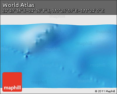 Physical 3D Map of the Area around 24° 32' 42" S, 170° 55' 30" E