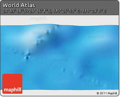 Physical 3D Map of the Area around 24° 32' 42" S, 170° 55' 30" E