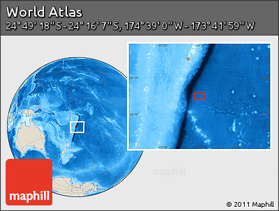Shaded Relief Location Map of the Area around 24° 32' 42" S, 174° 10' 30" W