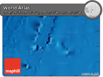 Physical Map of the Area around 24° 32' 42" S, 174° 10' 30" W
