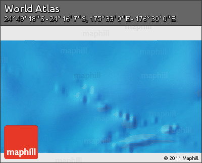 Physical 3D Map of the Area around 24° 32' 42" S, 176° 1' 30" E