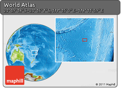 Physical Location Map of the Area around 24° 32' 42" S, 177° 43' 29" E