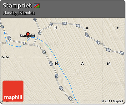 Shaded Relief Map of Stampriet