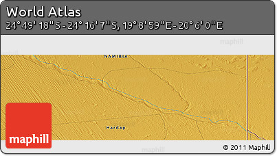 Physical Panoramic Map of the Area around 24° 32' 42" S, 19° 37' 30" E
