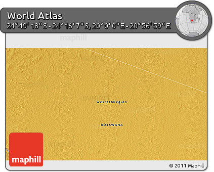 Physical 3D Map of the Area around 24° 32' 42" S, 20° 28' 30" E