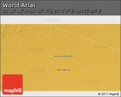 Physical 3D Map of the Area around 24° 32' 42" S, 20° 28' 30" E