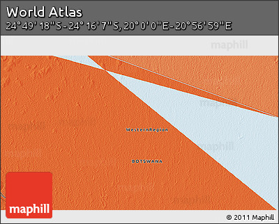 Political 3D Map of the Area around 24° 32' 42" S, 20° 28' 30" E