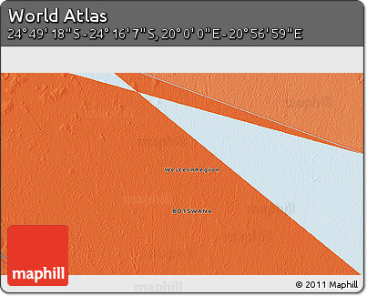 Political 3D Map of the Area around 24° 32' 42" S, 20° 28' 30" E