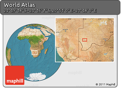 Satellite Location Map of the Area around 24° 32' 42" S, 21° 19' 30" E