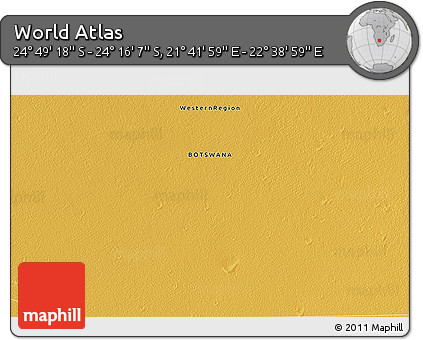 Physical 3D Map of the Area around 24° 32' 42" S, 22° 10' 29" E