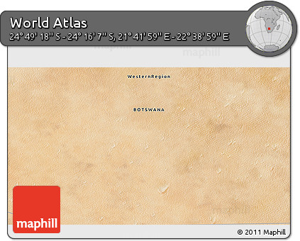 Satellite 3D Map of the Area around 24° 32' 42" S, 22° 10' 29" E