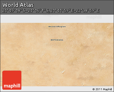 Satellite 3D Map of the Area around 24° 32' 42" S, 22° 10' 29" E