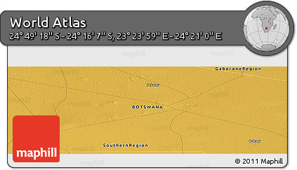 Physical Panoramic Map of the Area around 24° 32' 42" S, 23° 52' 30" E