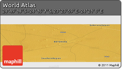 Physical Panoramic Map of the Area around 24° 32' 42" S, 23° 52' 30" E