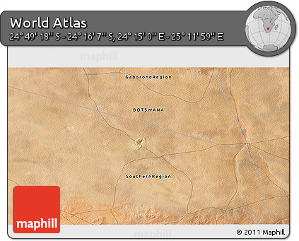 Satellite 3D Map of the Area around 24° 32' 42" S, 24° 43' 30" E