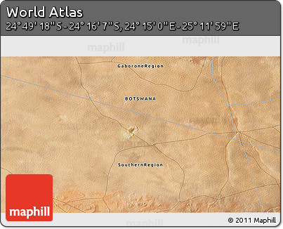 Satellite 3D Map of the Area around 24° 32' 42" S, 24° 43' 30" E