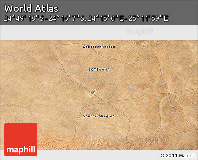 Satellite 3D Map of the Area around 24° 32' 42" S, 24° 43' 30" E
